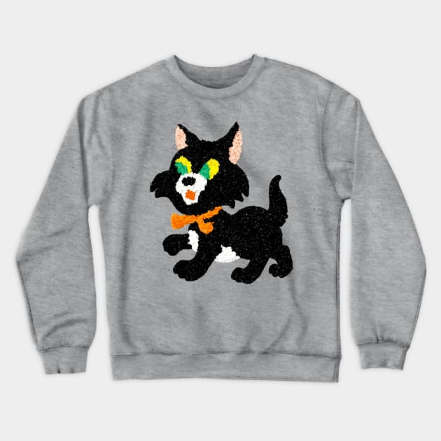 Black Cat - Melted Plastic Popcorn art Crewneck Sweatshirt by TeeLabs